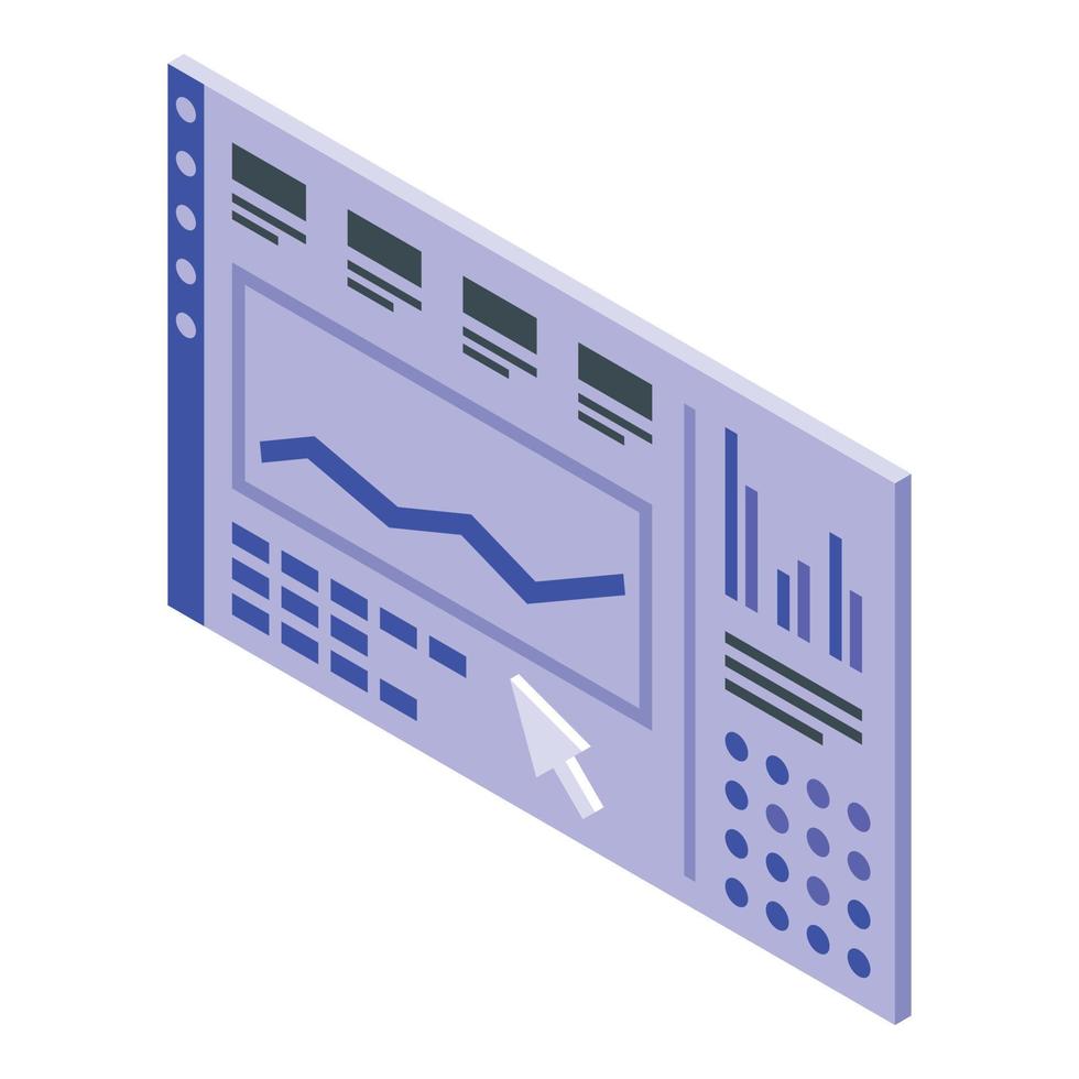 Computer research icon isometric vector. Engine data vector