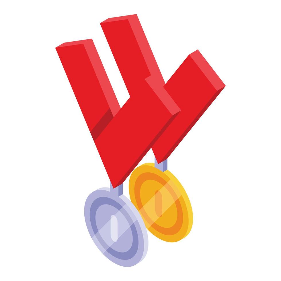 Gold silver medal icon isometric vector. Sport award vector