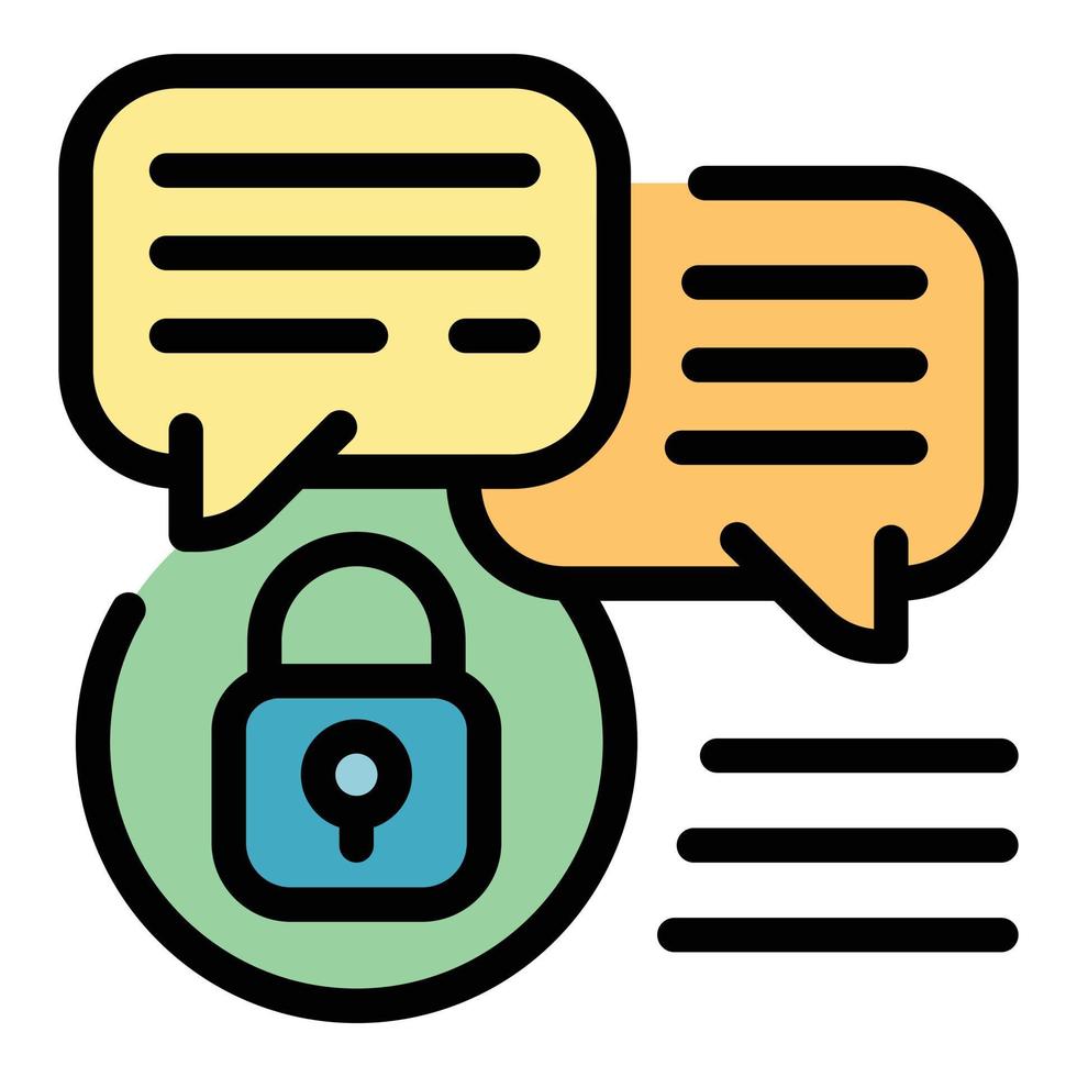 Chat privacy icon color outline vector