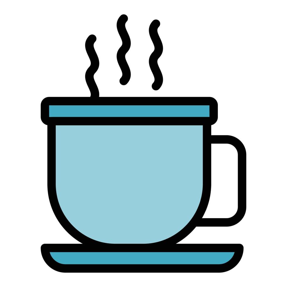 vector de contorno de color de icono de taza de té