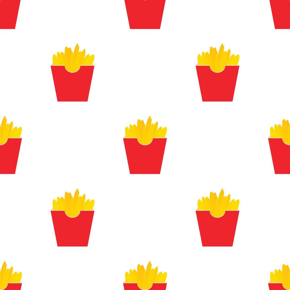 French fries potato in red paper box pattern seamless vector