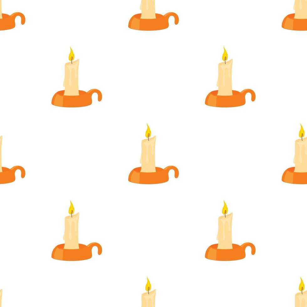 Burning candle in candlestick pattern seamless vector