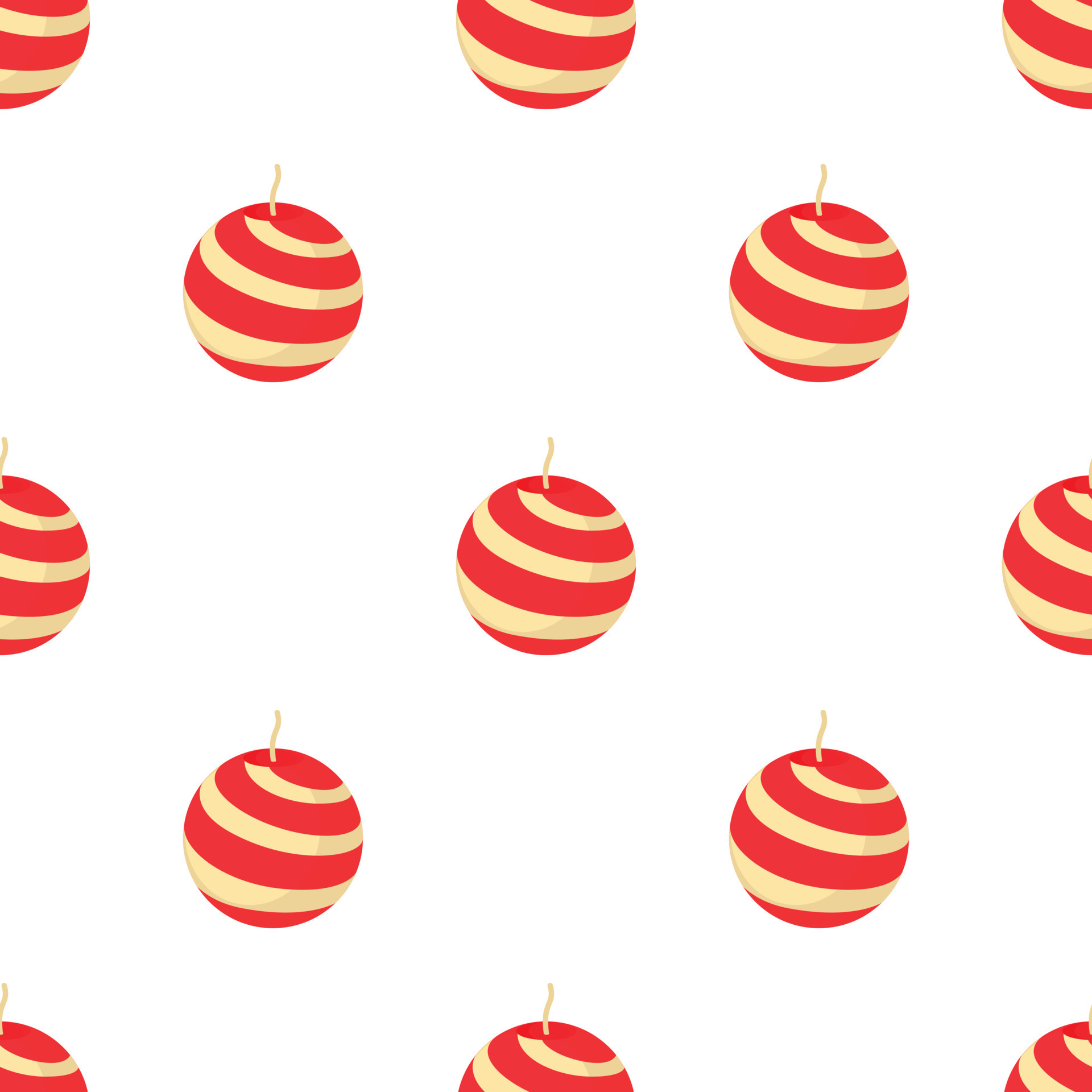 Red and white striped round candle pattern seamless vector 15065525