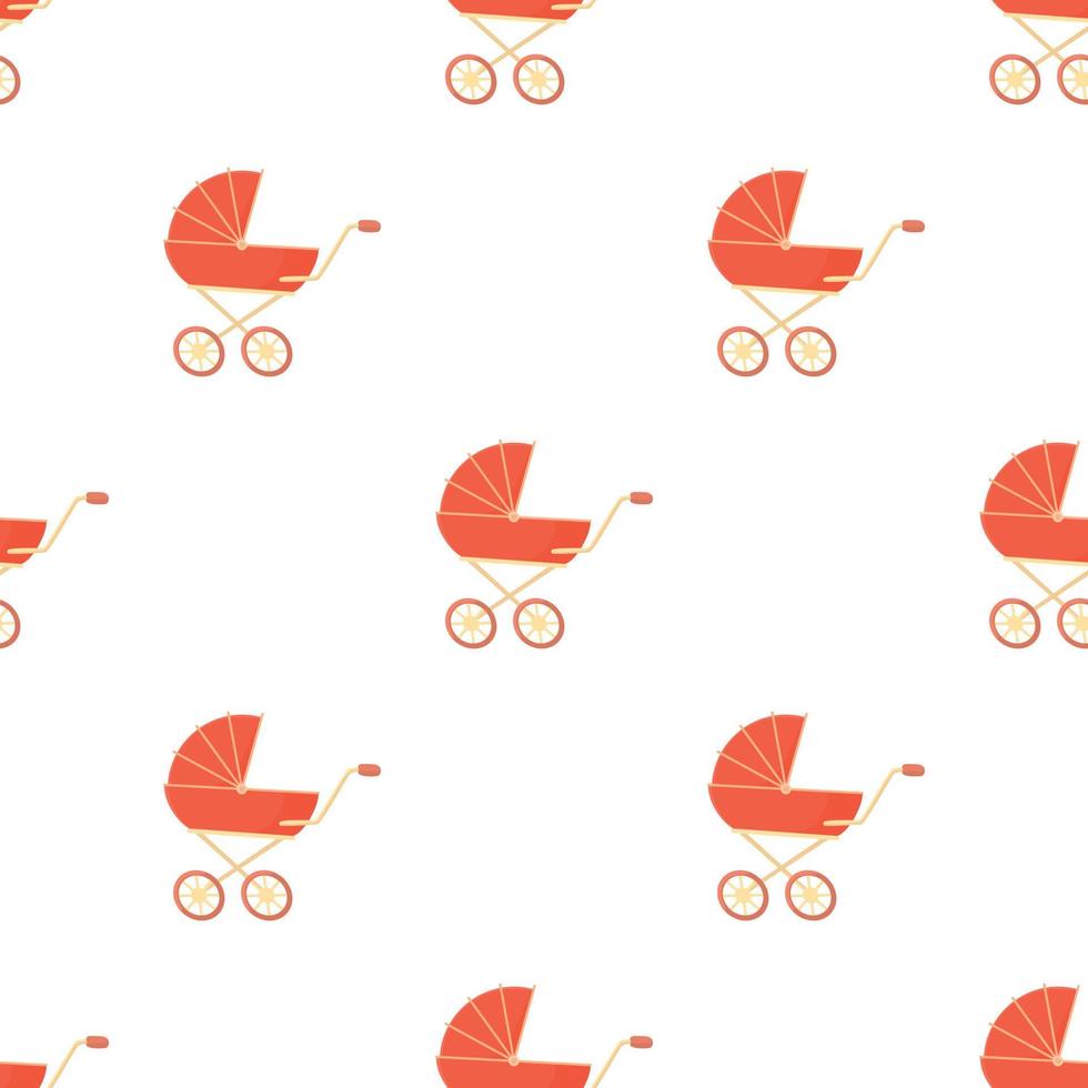 Red baby stroller pattern seamless vector