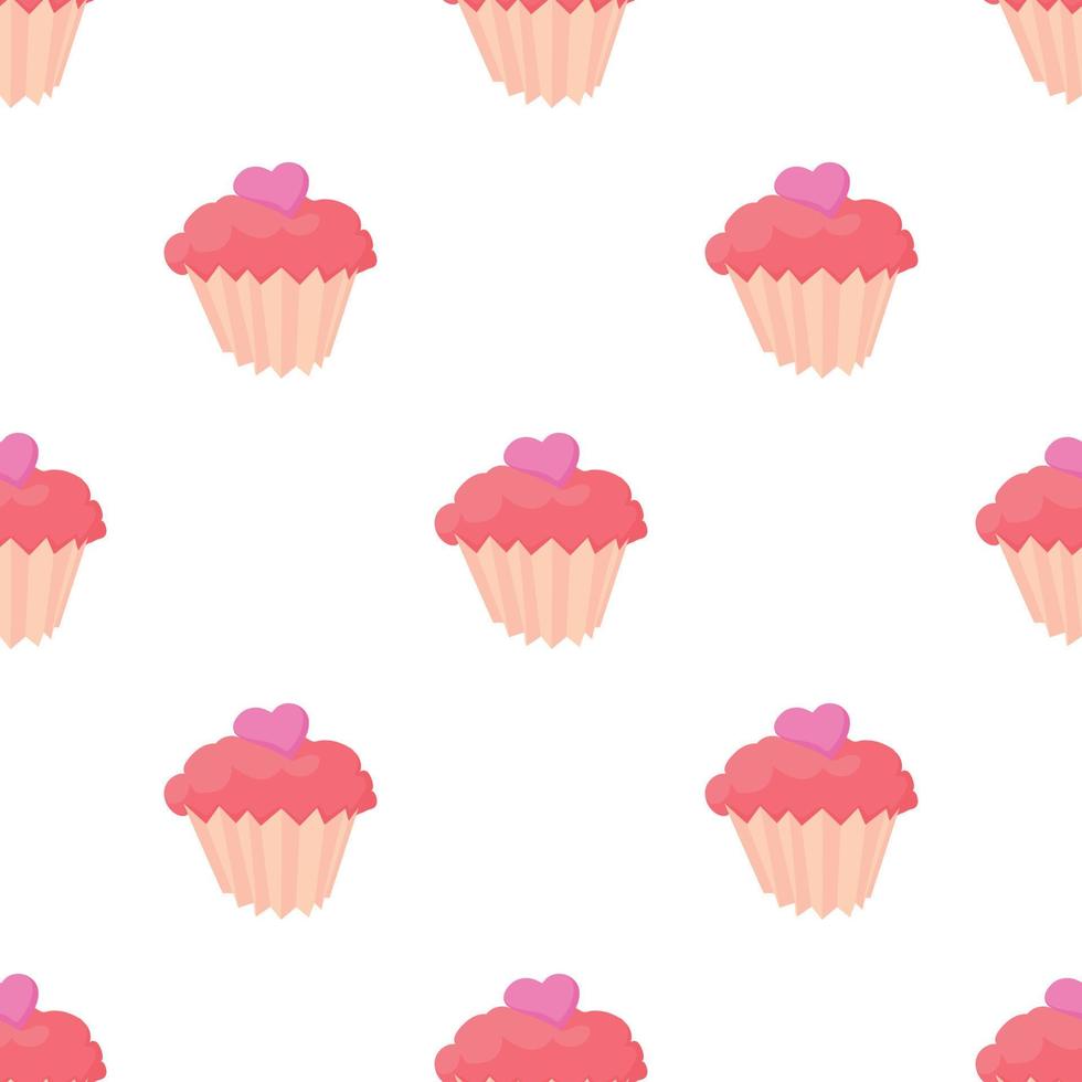 Valentine cupcake pattern seamless vector