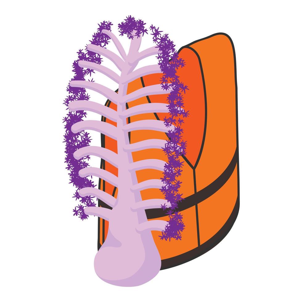 Sea rest icon isometric vector. Coral branch and orange life jacket icon vector