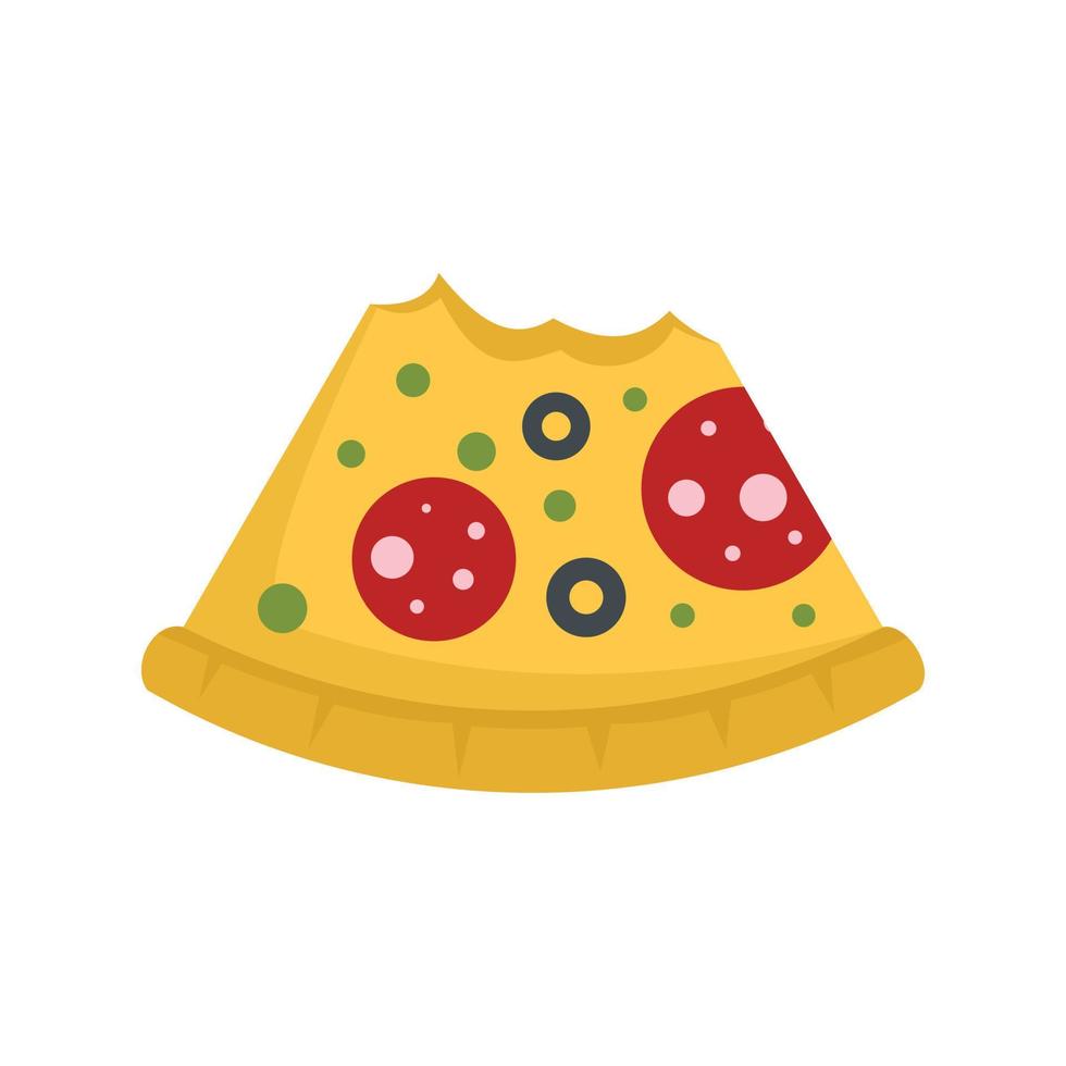 icono de rebanada de pizza mordida vector aislado plano