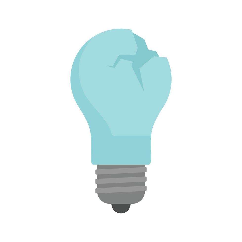 Cracked bulb icon flat isolated vector