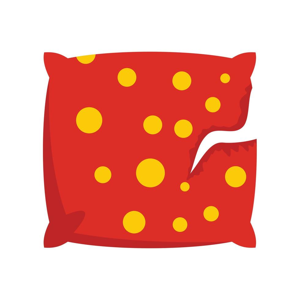 Torn pillow icon flat isolated vector