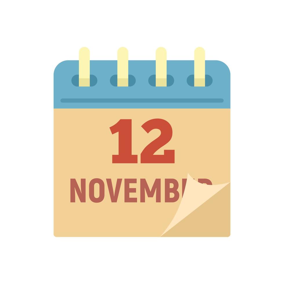 12 de noviembre calendario icono plano aislado vector