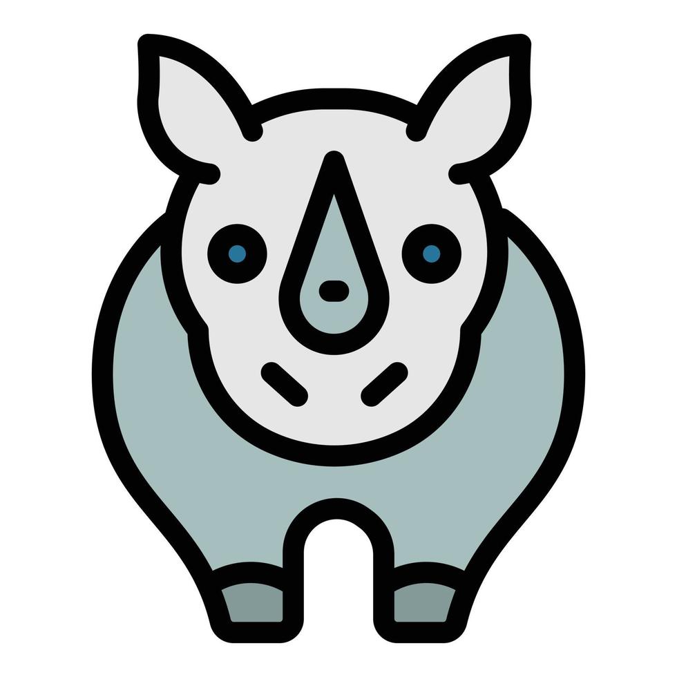 Rhino icon color outline vector