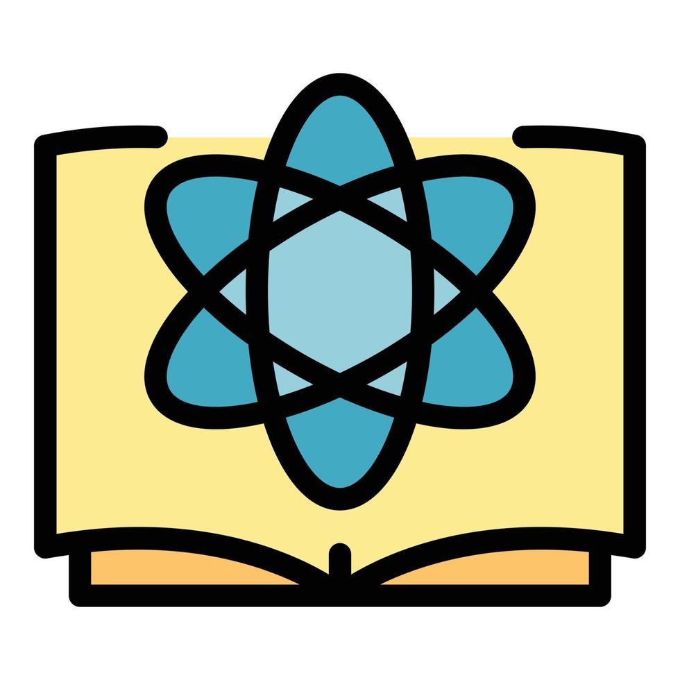 Atom science icon color outline vector