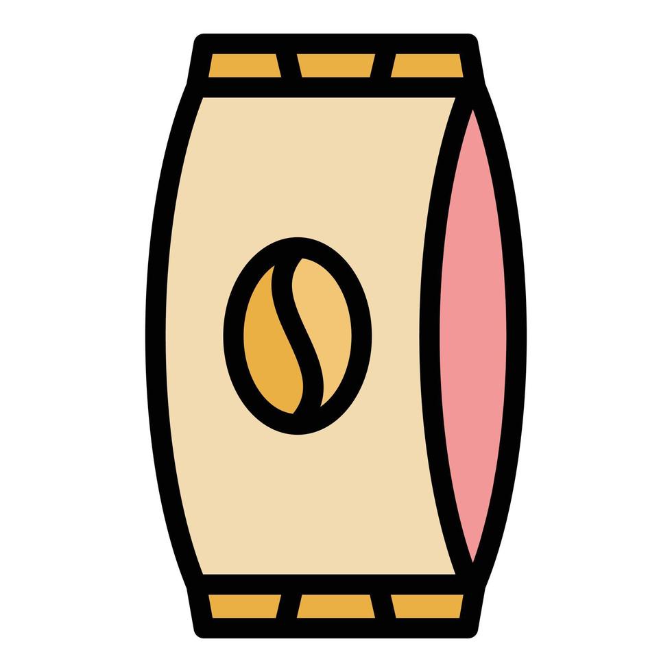 vector de contorno de color de icono de paquete de café de alimentos