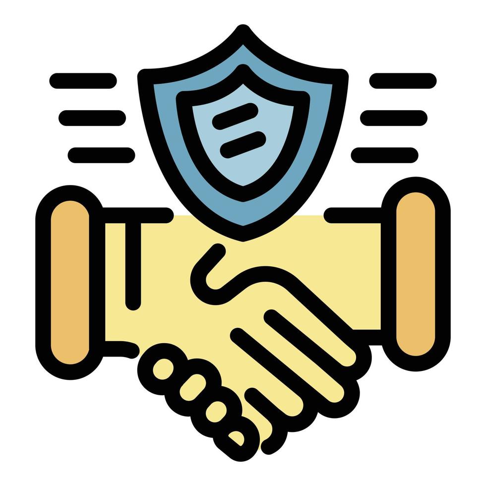 Protect handshake icon color outline vector