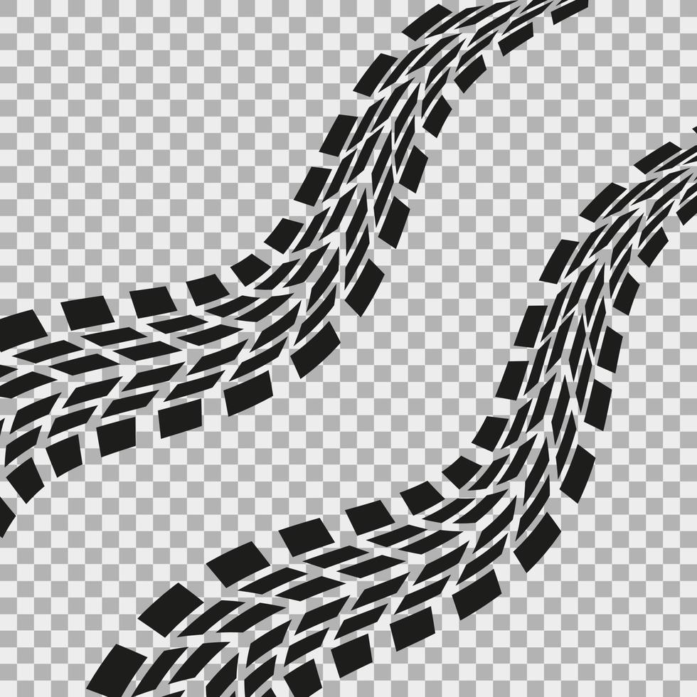 The texture of the trail track from a road tire. Racing motorcycle in mud, rally truck, muddy wheel trail. vector