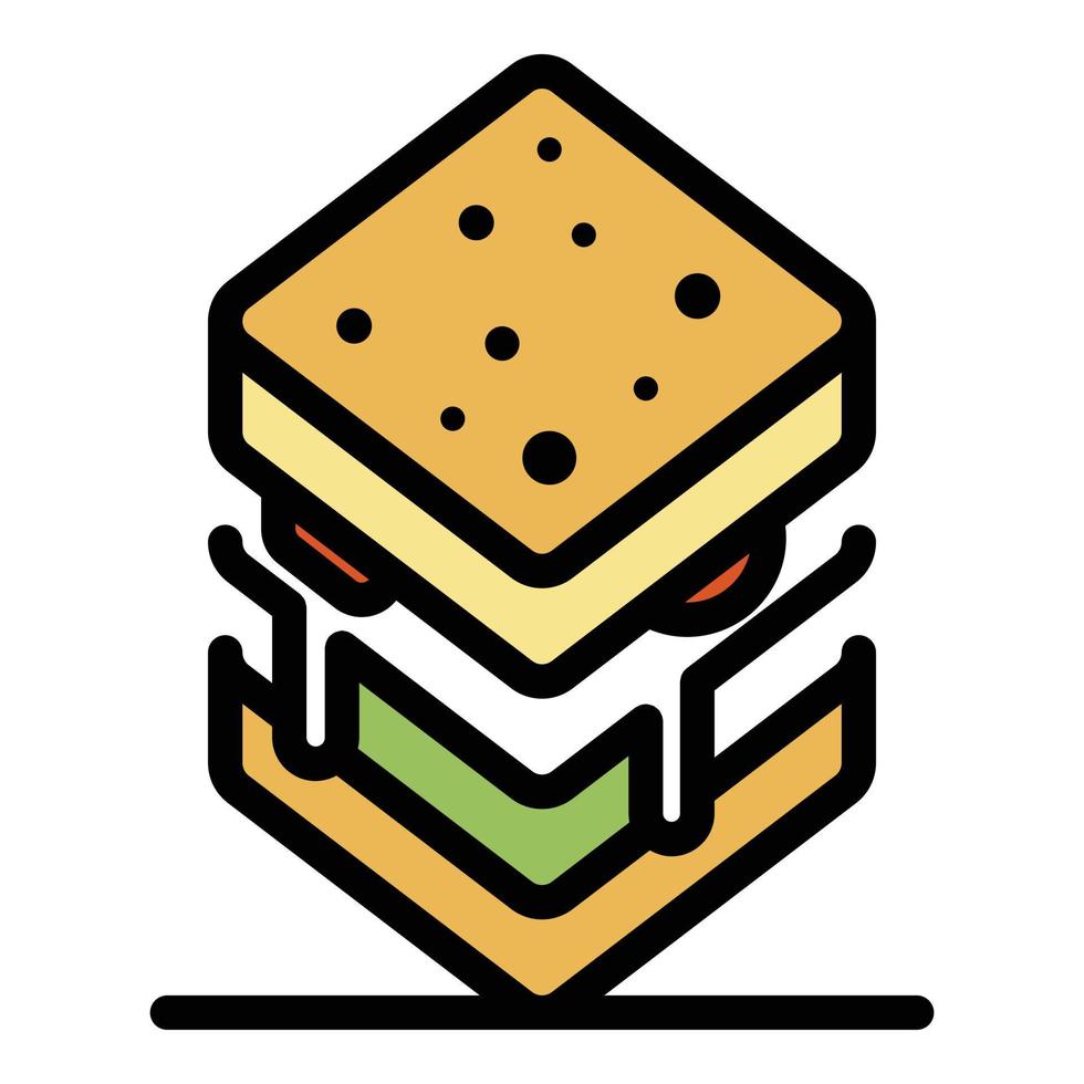 Breakfast sandwich icon color outline vector