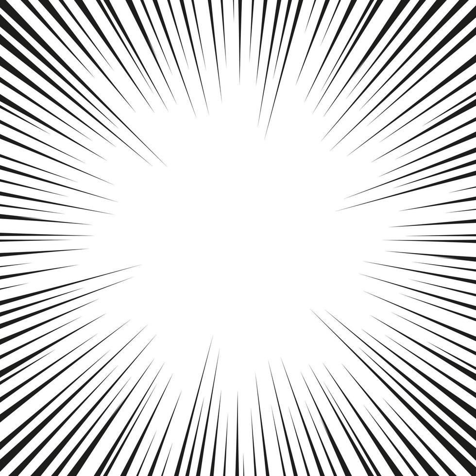 Black and white background of radial lines for comics. Manga speed frame. Superhero action. Explosion background. vector