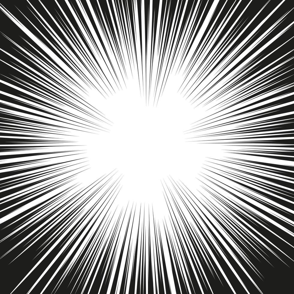 Black and white background of radial lines for comics. Manga speed frame. Superhero action. Explosion background. vector