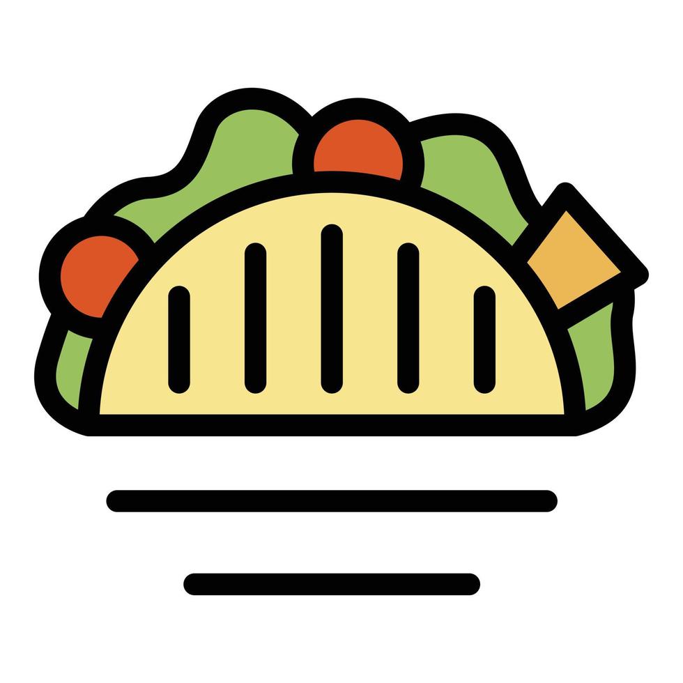 vector de contorno de color de icono de comida de taco