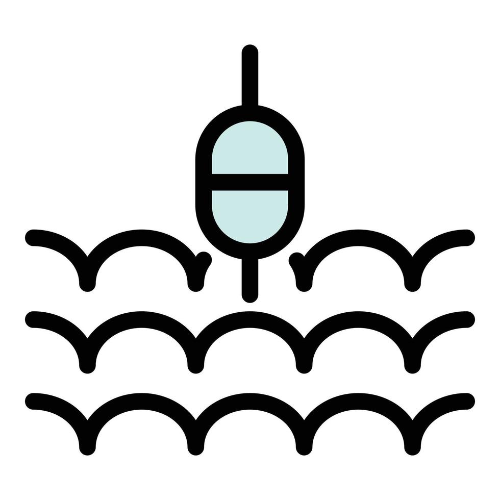 vector de contorno de color de icono de flotador de pesca