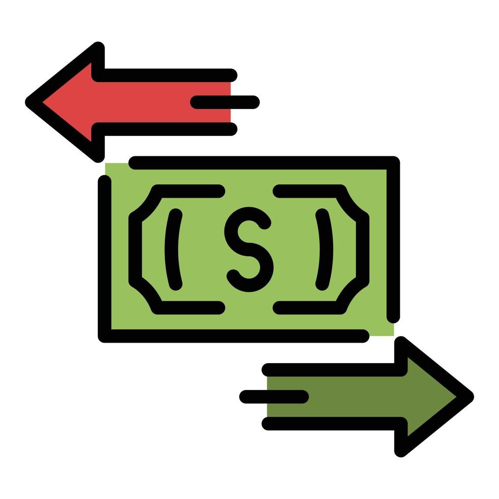 Banknote left and right arrows icon color outline vector