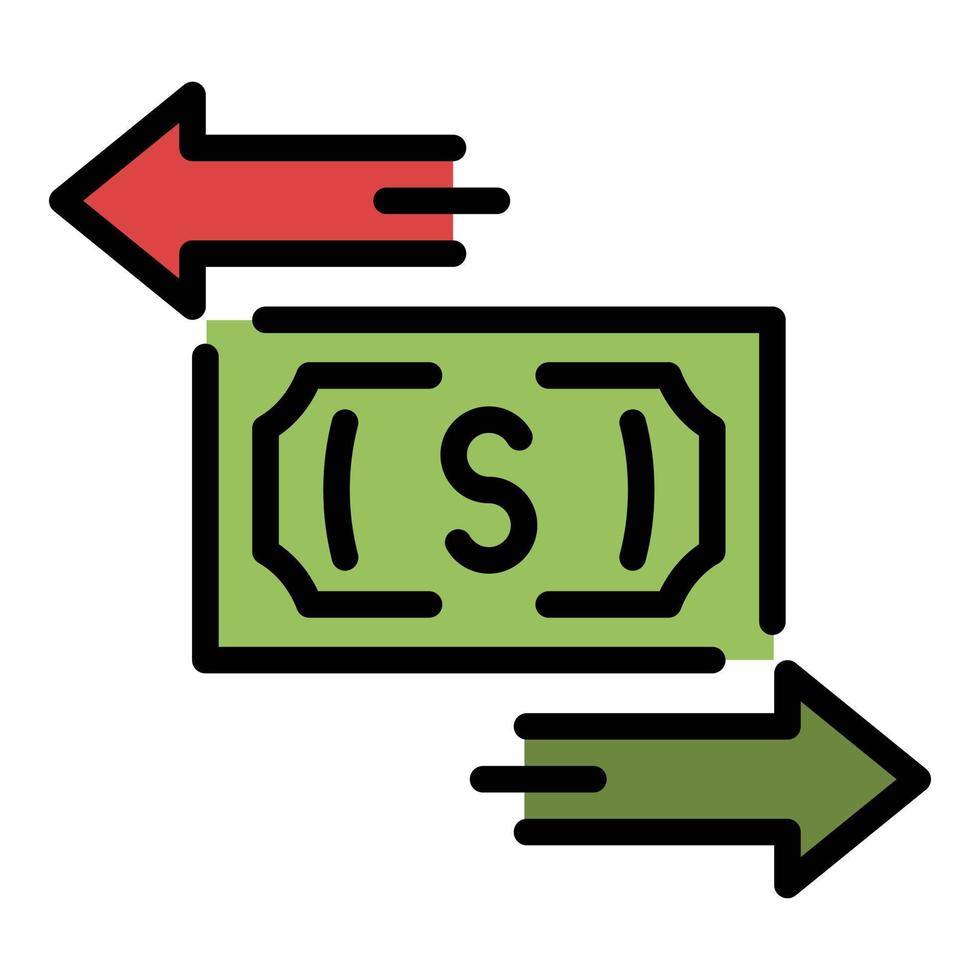 billete de banco flechas izquierda y derecha icono color contorno vector