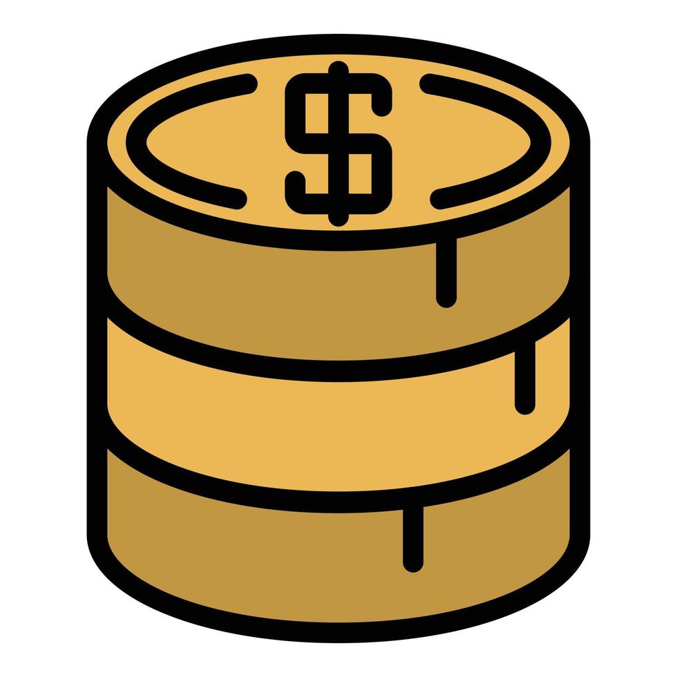 Stack of gold coins icon color outline vector