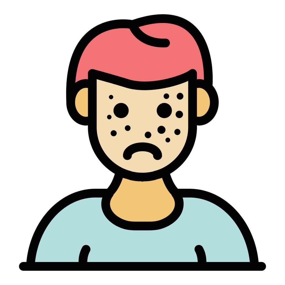 Boy varicella icon color outline vector