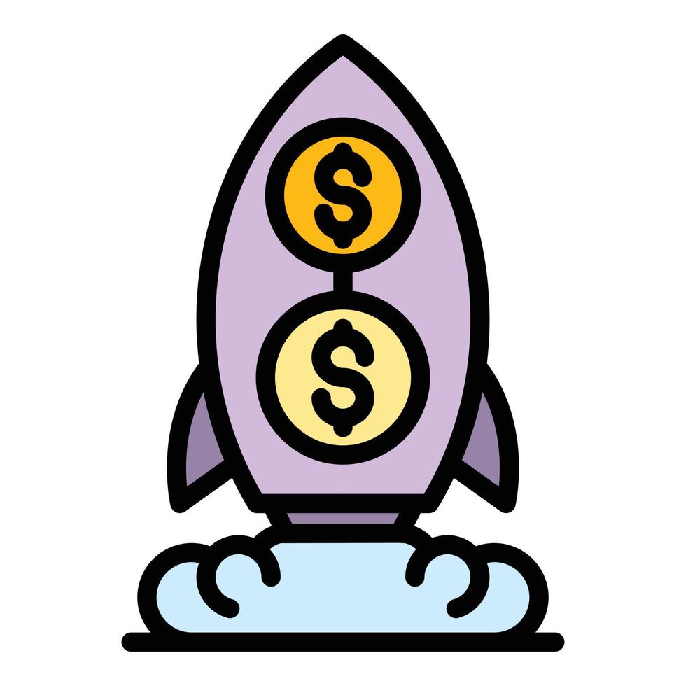 Start money rocket icon color outline vector