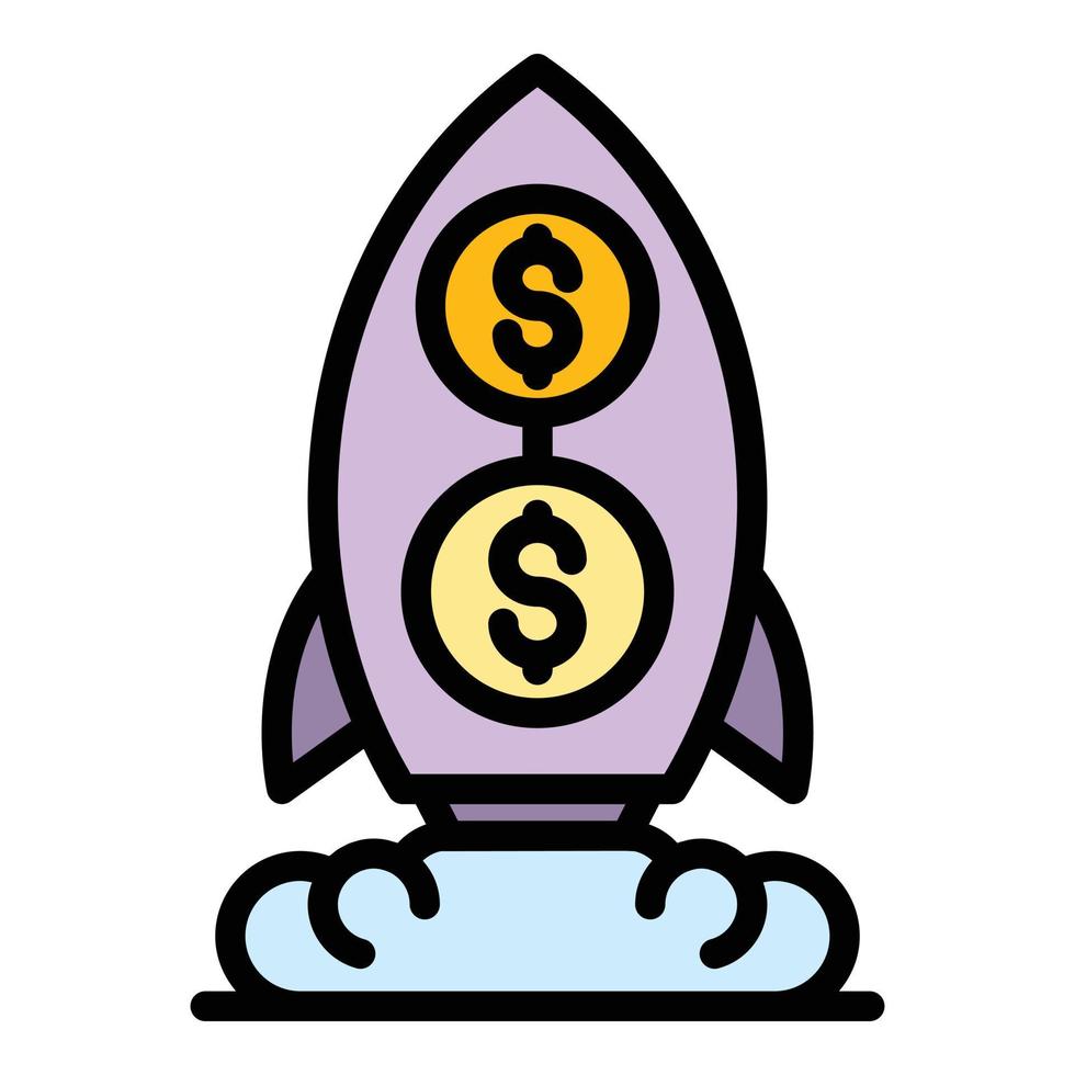 Start money rocket icon color outline vector