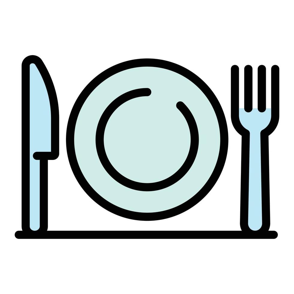 Kitchen dishes icon color outline vector