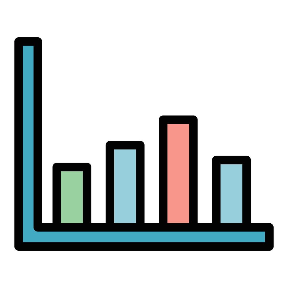Graph bars icon color outline vector
