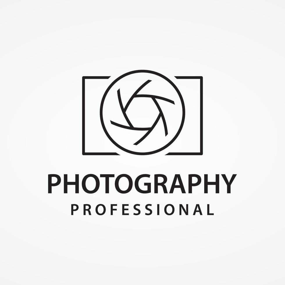 logotipo de cámara de fotografía, obturador de cámara de lente, digital, línea, profesional, elegante y moderno. el logotipo se puede utilizar para estudio, fotografía y negocios. utilizando plantillas de edición de ilustraciones vectoriales. vector