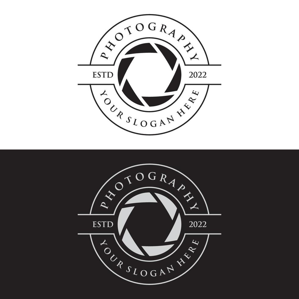 Photography camera logo, lens camera shutter, digital, line, professional, elegant and modern. Logo can be used for studio, photography and businesses. Using vector illustration editing templates.