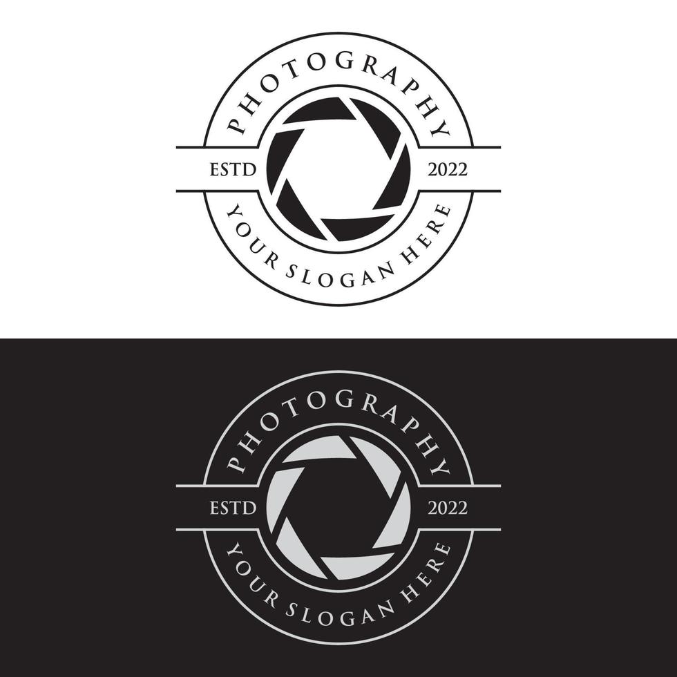 Photography camera logo, lens camera shutter, digital, line, professional, elegant and modern. Logo can be used for studio, photography and businesses. Using vector illustration editing templates.