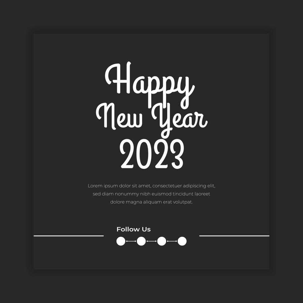 feliz año nuevo 2023 plantilla de póster de diseño de tipografía de texto vector