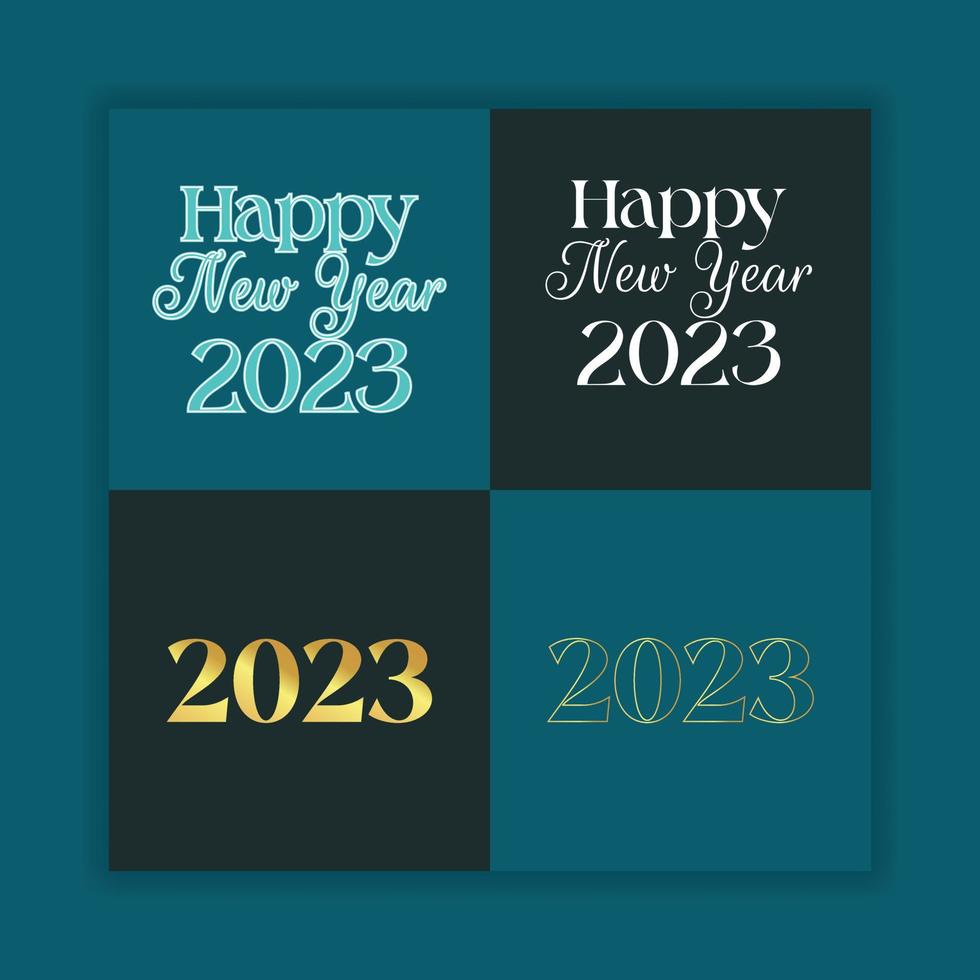 feliz año nuevo 2023 plantilla de póster de diseño de tipografía de texto vector