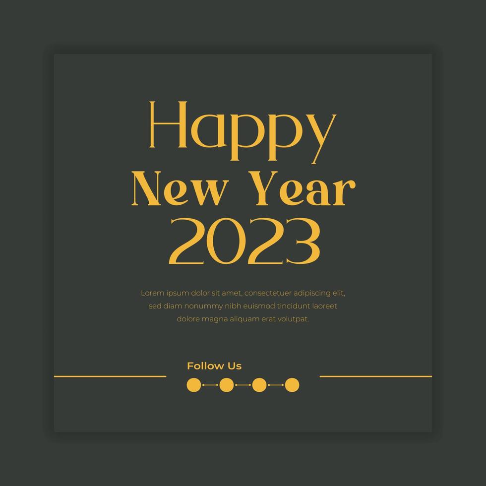 feliz año nuevo 2023 plantilla de póster de diseño de tipografía de texto vector