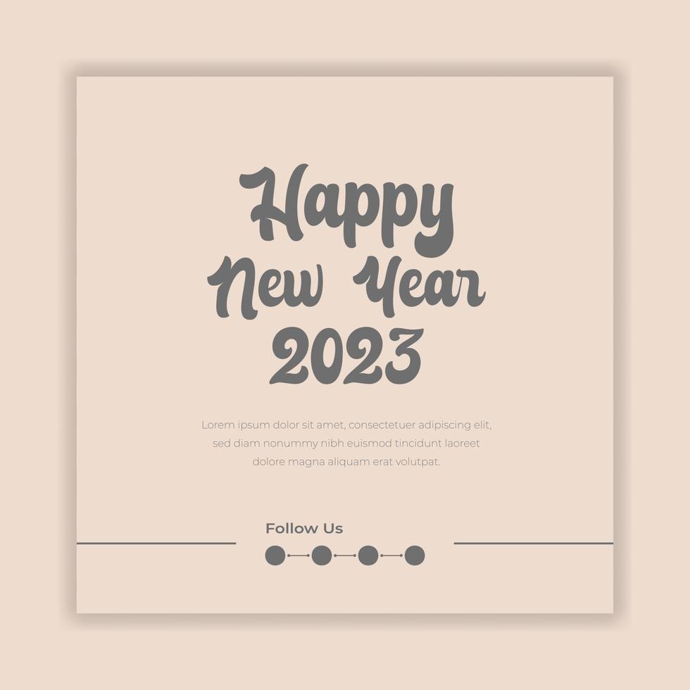 feliz año nuevo 2023 plantilla de póster de diseño de tipografía de texto vector
