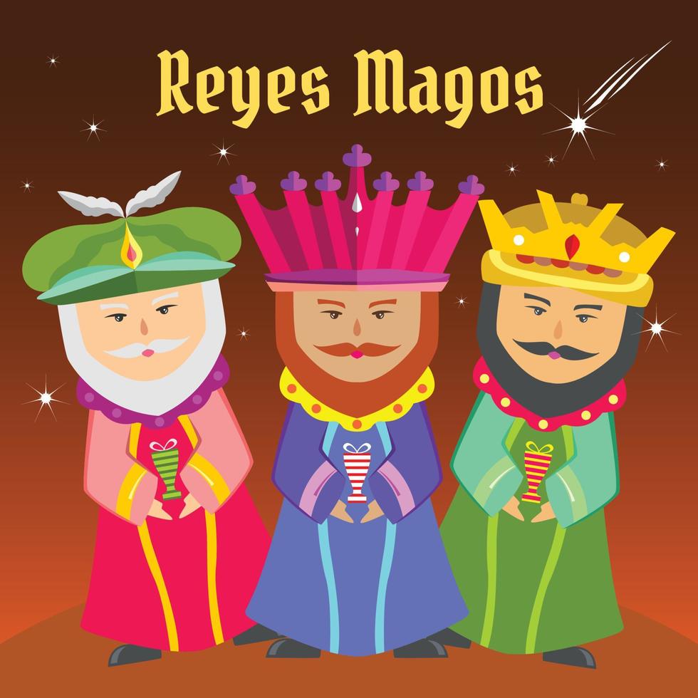 three kings bring gifts on christmas day vector