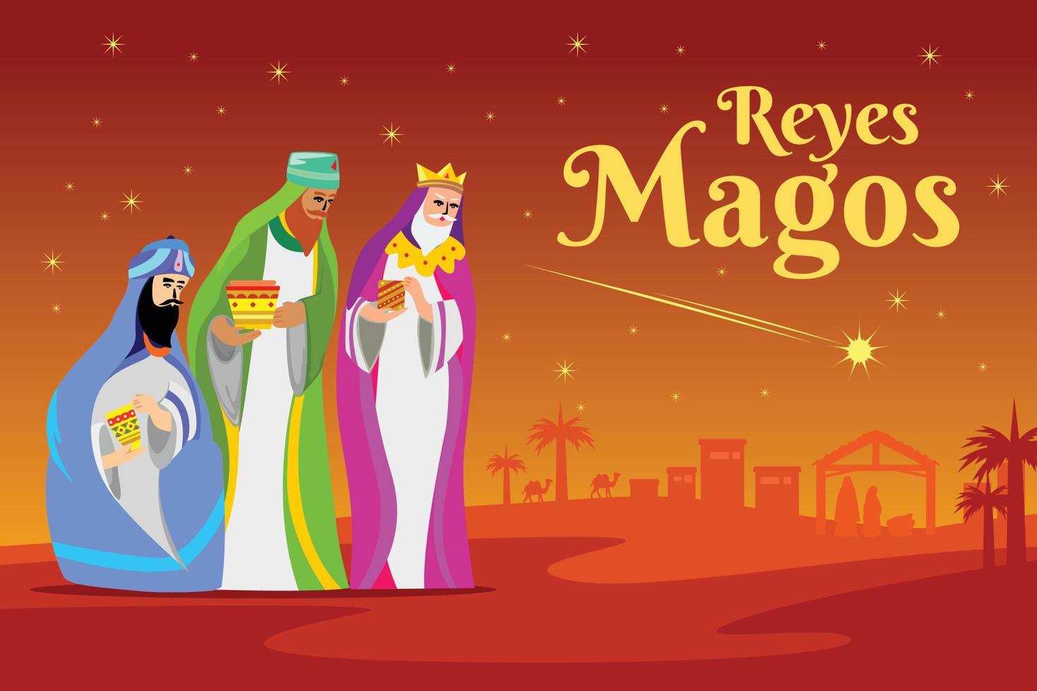 diseño de plantilla de banner para evento de 3 reyes el día de navidad vector