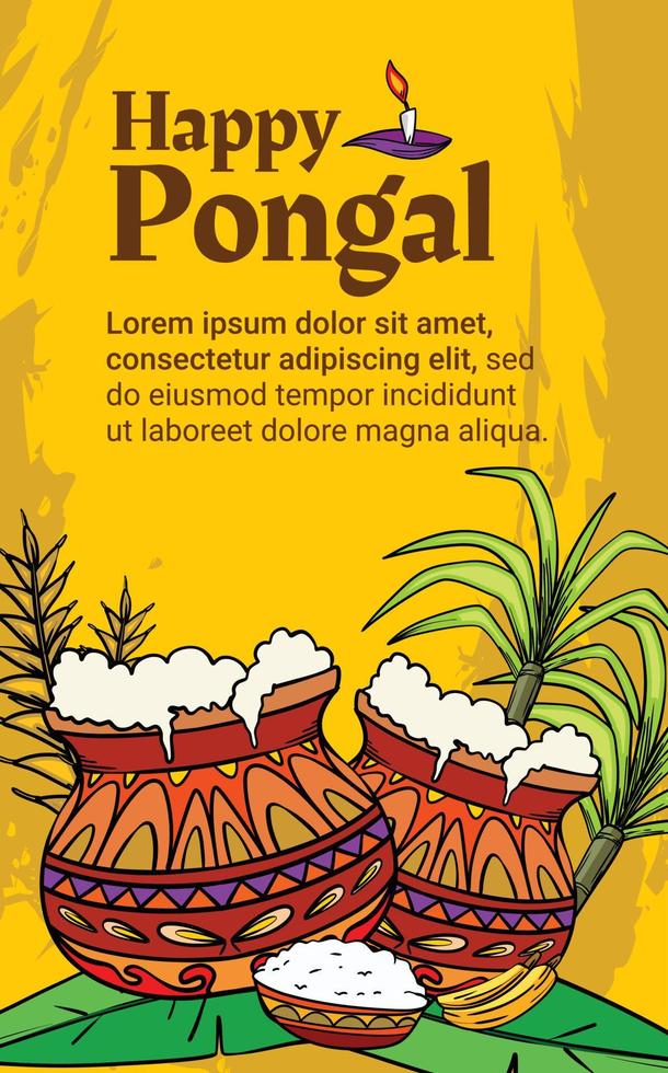 tarjetas de felicitación listas para publicar para el feliz día de pongal vector