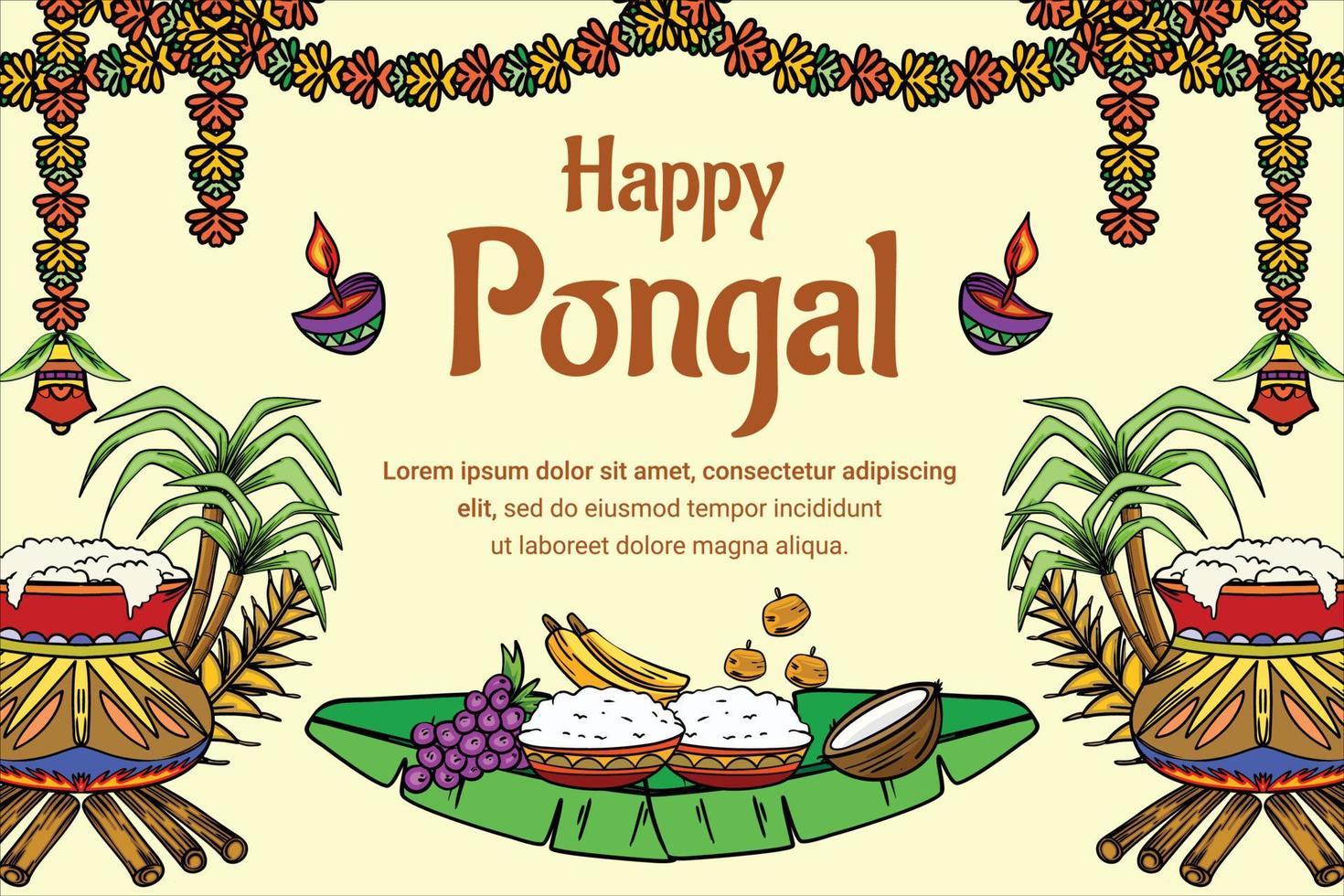 big event banner for happy pongal festival, premium illustration