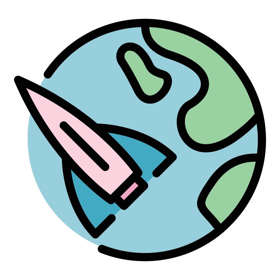 Global rocket innovation icon color outline vector
