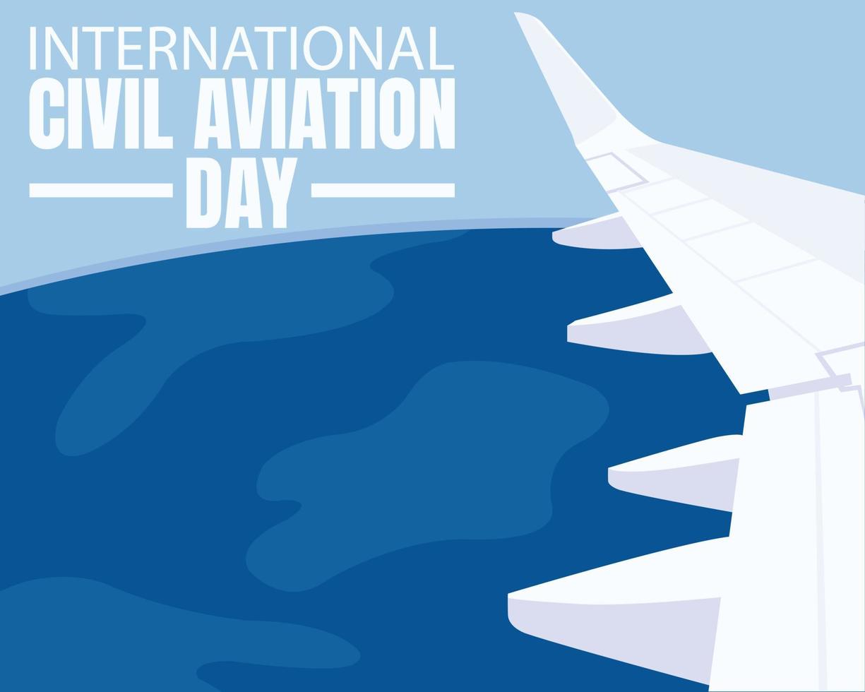 ilustración gráfica vectorial de la vista del ala desde la ventana de un avión, perfecta para el día internacional, día de la aviación civil, celebración, tarjeta de felicitación, etc. vector