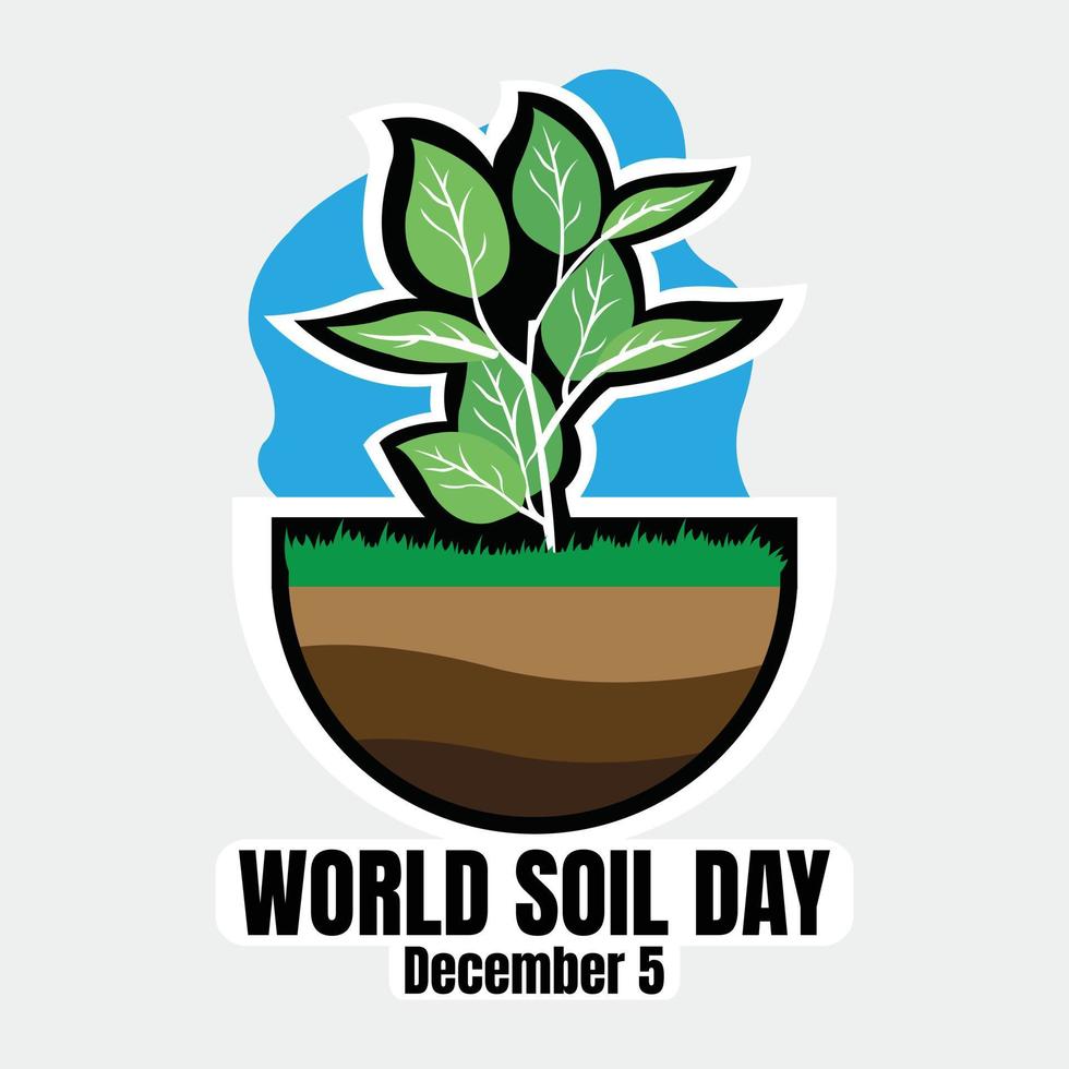 illustration vector graphic of green plants grow in fertile soil, perfect for international day, world soil day, celebrate, greeting card, etc.