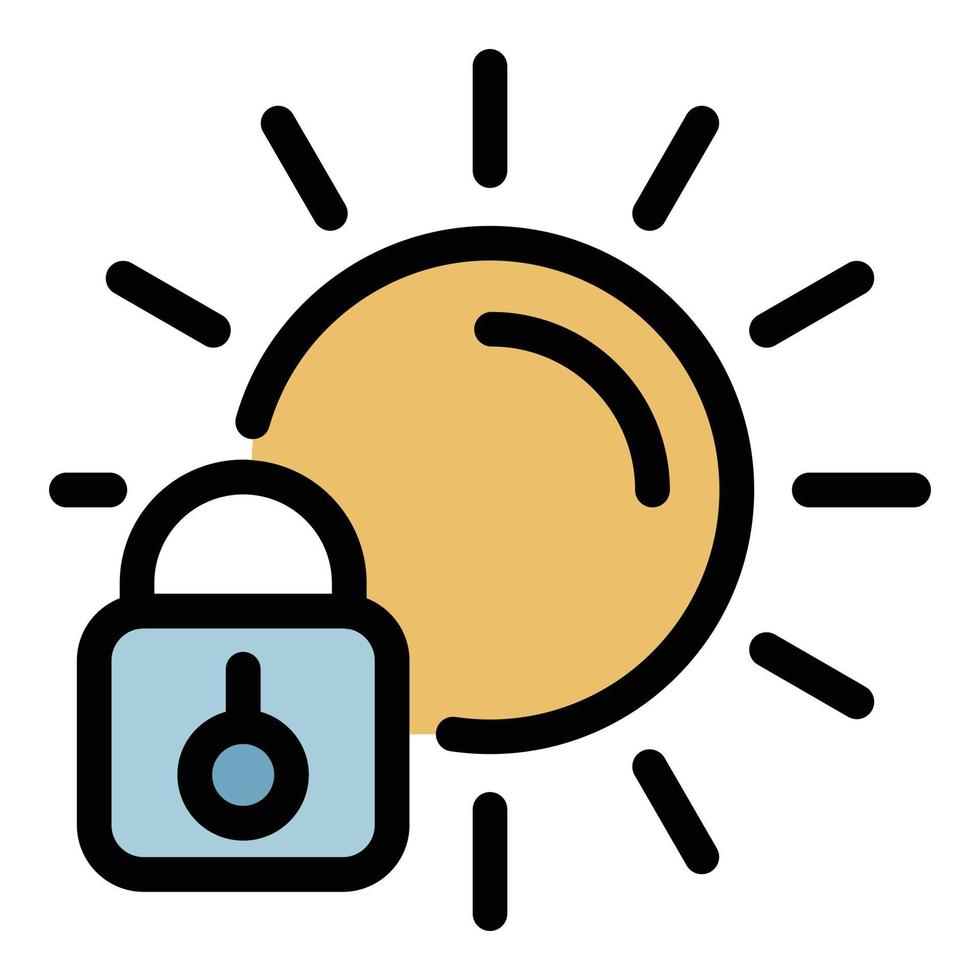 Sunscreen padlock icon color outline vector