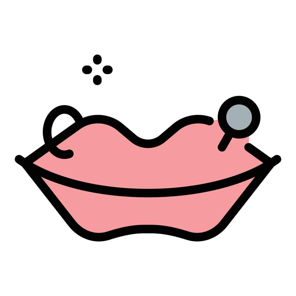 Lips piercing icon color outline vector