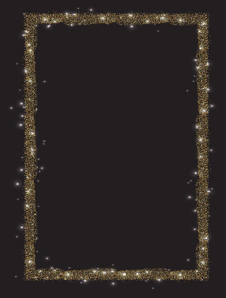 Vertical rectangle glitter Golden frame vector