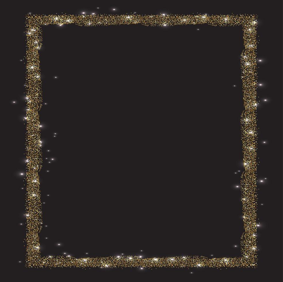 Vertical rectangle glitter Golden frame vector